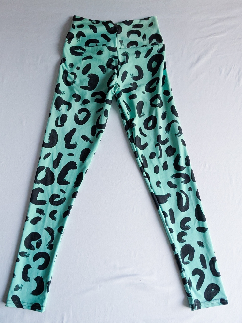 Wle Blue Turquoise Cheetah Brushstroke Athletic Leggings Women's Size Small